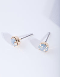 Gold Four Claw Opalised Stud Earrings - link has visual effect only