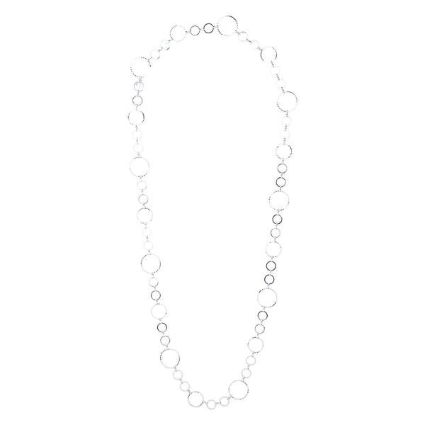 Silver Diamond Cut Multi Circle Lariat Necklace