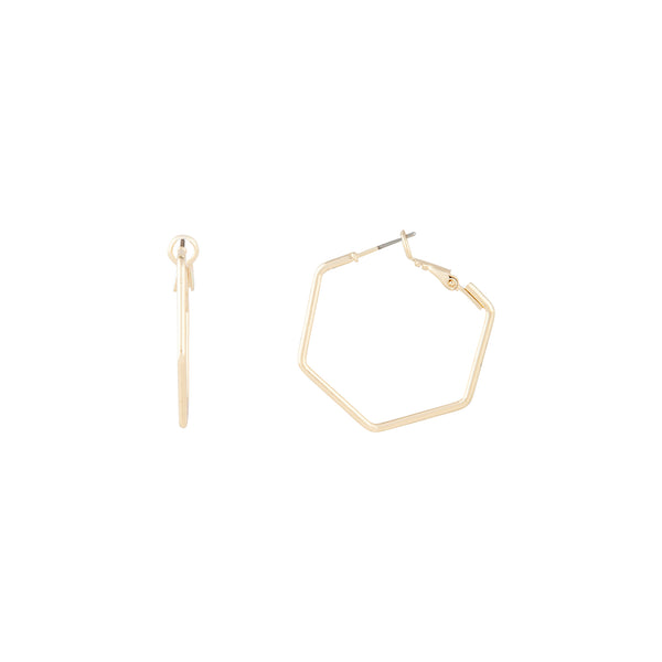Gold Hexagon Hoop Earrings