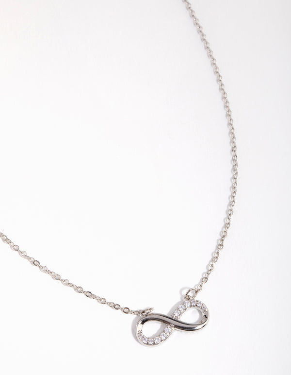 Silver Crystal Infinity Pendant Necklace