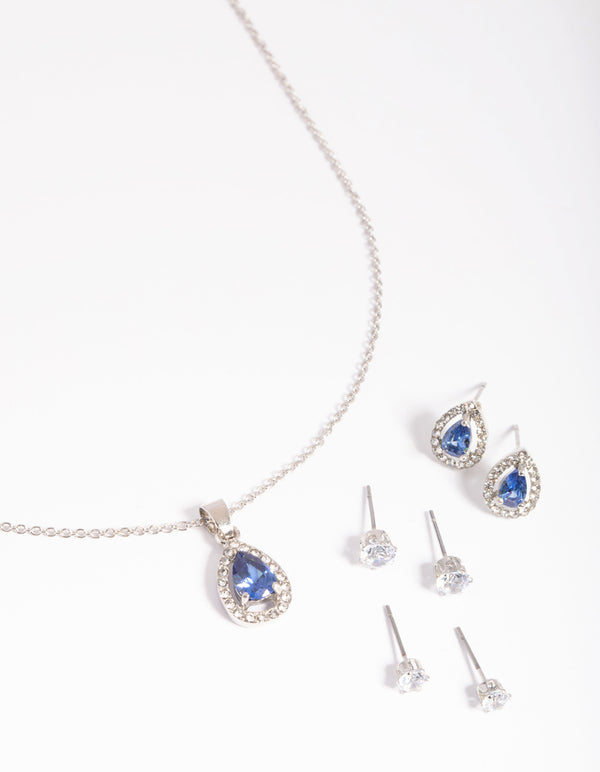 Teardrop Crystal Earrings & Necklace Set