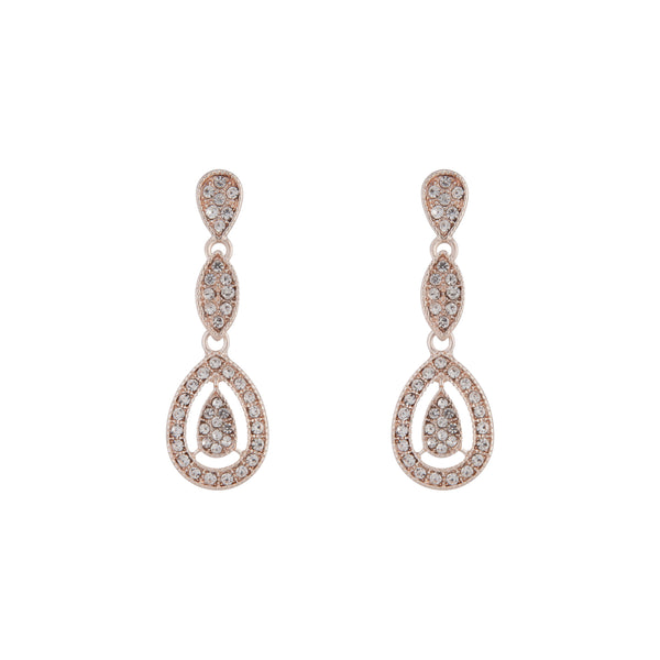 Rose Gold Stone Set Cut Out Earrings