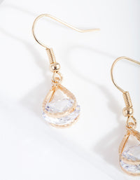 Gold Cubic Zirconia Diamante Teardrop Earrings - link has visual effect only