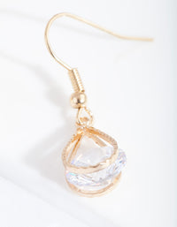 Gold Cubic Zirconia Diamante Teardrop Earrings - link has visual effect only