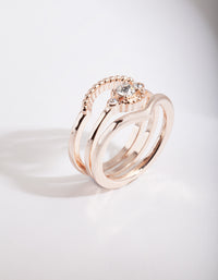 Rose Gold Diamante 3 Band Ring Stack - link has visual effect only