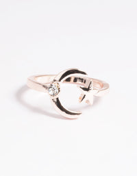 Rose Gold Open Moon Star Ring - link has visual effect only
