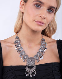 Gunmetal Bohemian Bead Drop Necklace - link has visual effect only