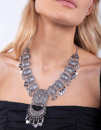 Gunmetal Bohemian Bead Drop Necklace - link has visual effect only