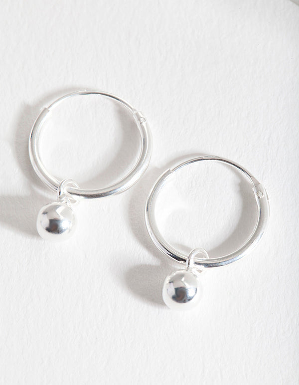 Sterling Silver Mini Bead Hoop Earrings