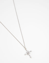 Rhodium Decorated Cross Pendant Necklace - link has visual effect only