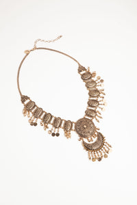 Burnished Gold Boho Bead Drop Necklace - link has visual effect only