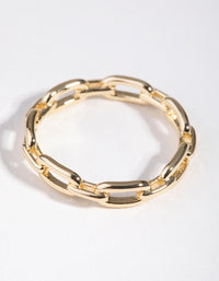 Gold Plated Skinny Rectangle Link Ring - link has visual effect only