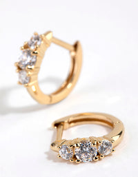 Gold Plated Sterling Silver Round Cubic Zirconia Huggie Earrings - link has visual effect only