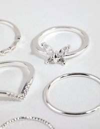 Silver Cubic Zirconia Butterfly Ring Pack - link has visual effect only