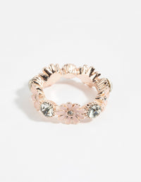 Rose Gold Flower & Diamante Ring - link has visual effect only