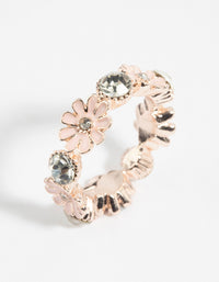 Rose Gold Flower & Diamante Ring - link has visual effect only