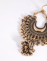 Antique Yellow Gold Toned Beaded Drop Jhumka Earrings - link has visual effect only