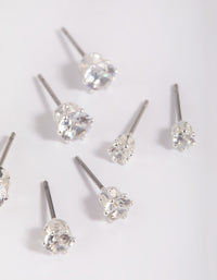 Silver Plated Cubic Zirconia Ascending Earring Stack 8-Pack - link has visual effect only