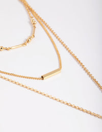 Gold Plated Rectangular Layered Necklace - link has visual effect only