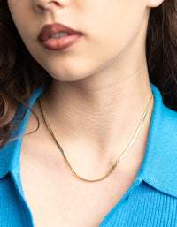 Gold Plated Herringbone Chain Necklace - link has visual effect only