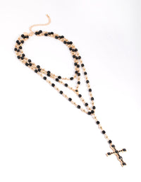 Black Beaded Cross Necklace - link has visual effect only