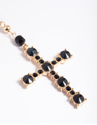 Black Beaded Cross Necklace - link has visual effect only