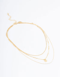 Gold Plated Fine Three Layer Bead Disc Necklace - link has visual effect only