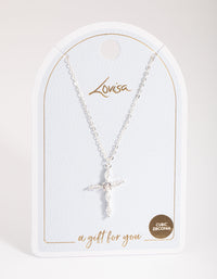 Silver Classic Diamante Cross Necklace - link has visual effect only