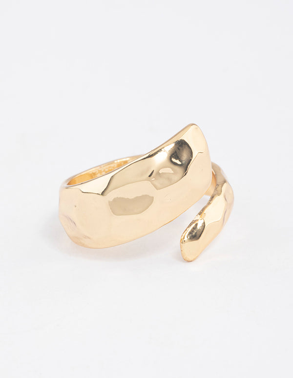 Gold Plated Bold Texture Wrap Ring