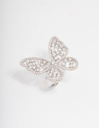 Rhodium Statement Butterfly Cocktail Ring - link has visual effect only