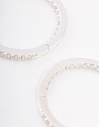 Silver Plated Cubic Zirconia Pave Huggie Hoop Earrings - link has visual effect only