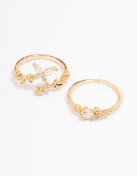 Gold Plated Floral Stone Ring Pack - link has visual effect only
