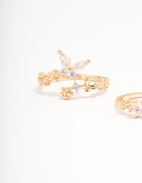 Gold Plated Floral Stone Ring Pack - link has visual effect only