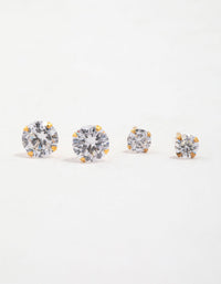 Gold Plated Sterling Silver Cubic Zirconia Stud Pack - link has visual effect only