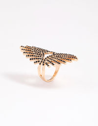 Black Statement Spray Diamante Ring - link has visual effect only