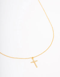 Gold Plated Sterling Silver Pave Cross Pendant Necklace - link has visual effect only