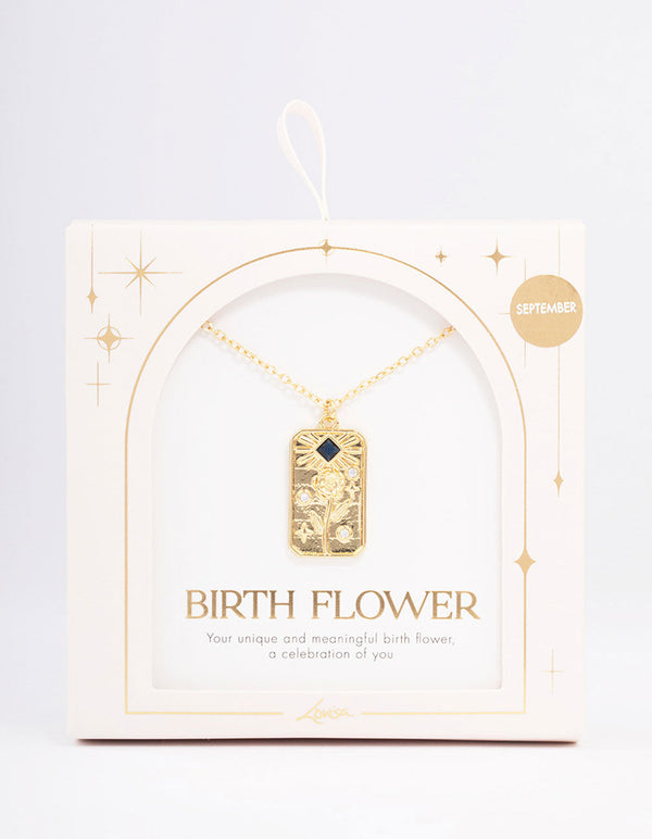 Birth Flower Necklace Engraved Custom Floral Pendant - Temu