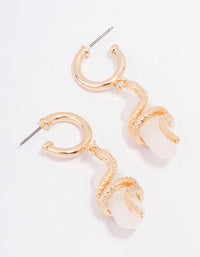Gold Clear Quartz Snake Wrapped Drop Earrings - link has visual effect only