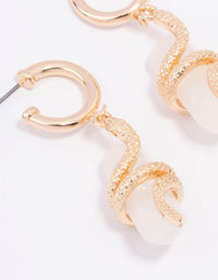 Gold Clear Quartz Snake Wrapped Drop Earrings - link has visual effect only
