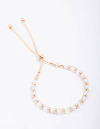 Gold Mixed Pearl & Facet Toggle Bracelet - link has visual effect only