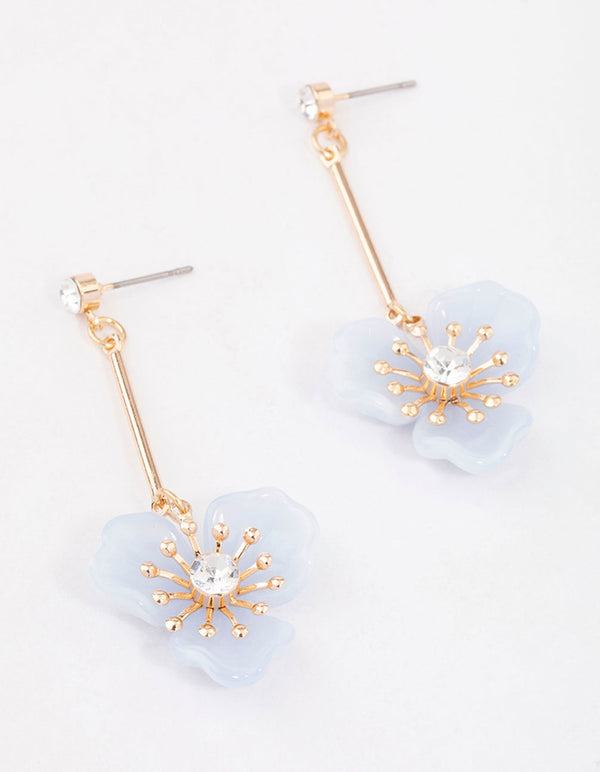 Blue Acrylic Flower Drop Earrings