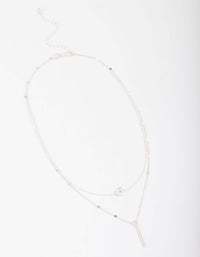 Silver Bar & Ball Layered Necklace - link has visual effect only