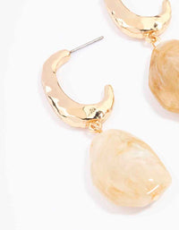 Gold Textured Stone Drop Earrings - link has visual effect only