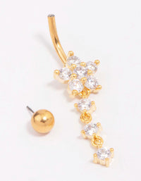 Gold Plated Titanium Cubic Zirconia Flower Belly Piercing - link has visual effect only