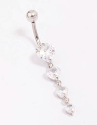Titanium Cubic Zirconia Heart Belly Piercing - link has visual effect only