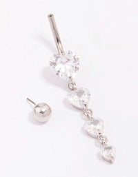 Titanium Cubic Zirconia Heart Belly Piercing - link has visual effect only