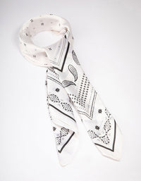 Black & White Fabric Paisley Satin Scarf - link has visual effect only