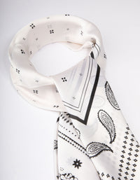Black & White Fabric Paisley Satin Scarf - link has visual effect only
