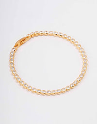 Gold Plated Single Classic Tennis Bracelet - link has visual effect only