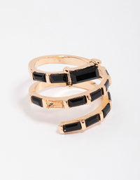Gold & Black Baguette Wrapped Twisted Ring - link has visual effect only